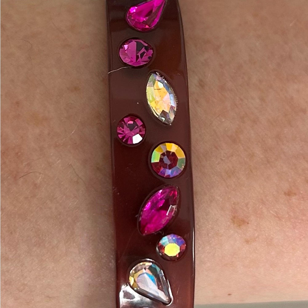J. Crew Tortoise Bracelet w/ Pink Rhinestones